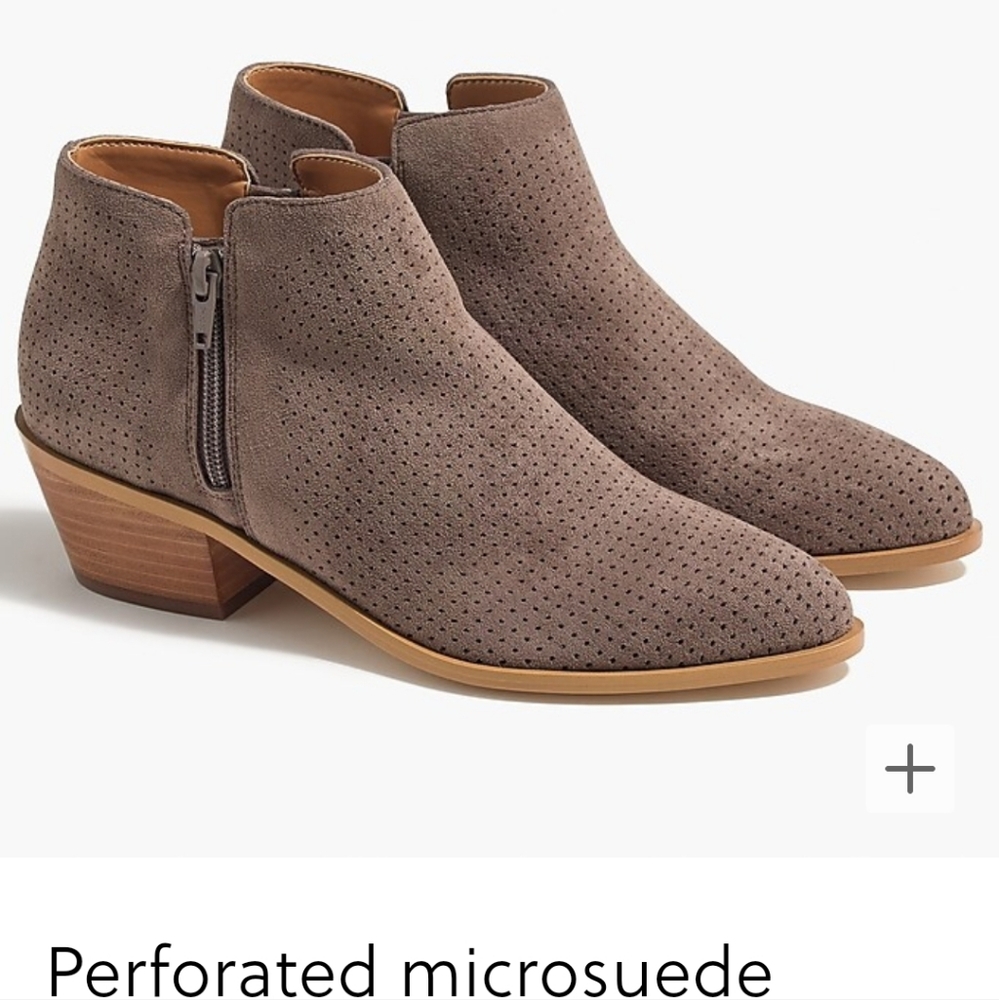 J Crew Factory Perforated Mirco-Suede Taupe Boot Size 8